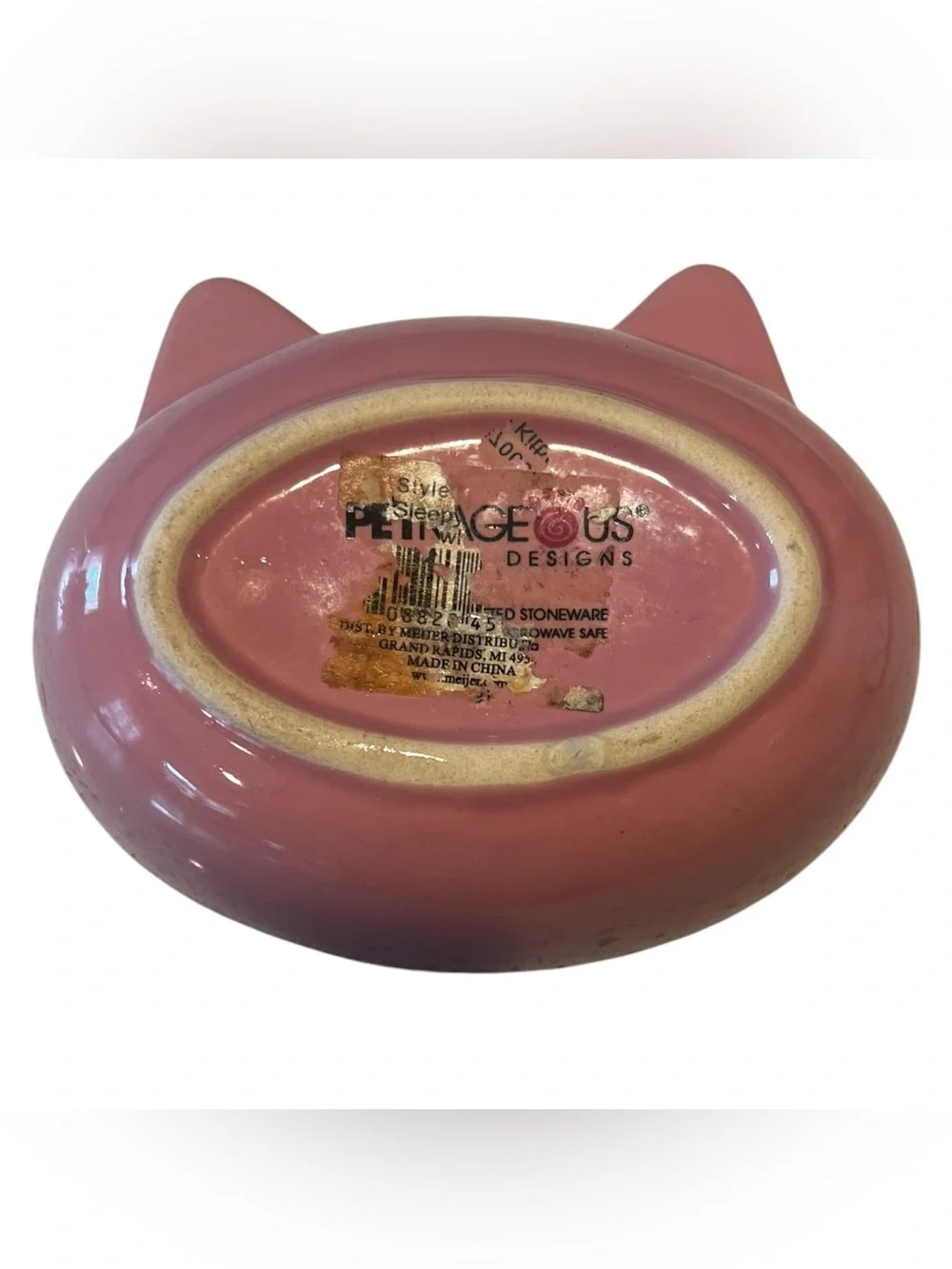 Pink Cat-Shaped Ceramic Accessory Dish- Cute Whisker Design EUC